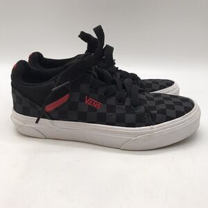 Vans Seldan Checkerboard Black/Red Skate Shoes Youth 1 Lace Up Low Top Sneakers